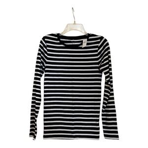 Gap Modern Tee Navy White Striped Long Sleeve Size S NWT Classic Crew Neck